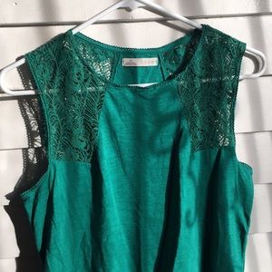 Nordstrom Hinge green lace tank top Sz M